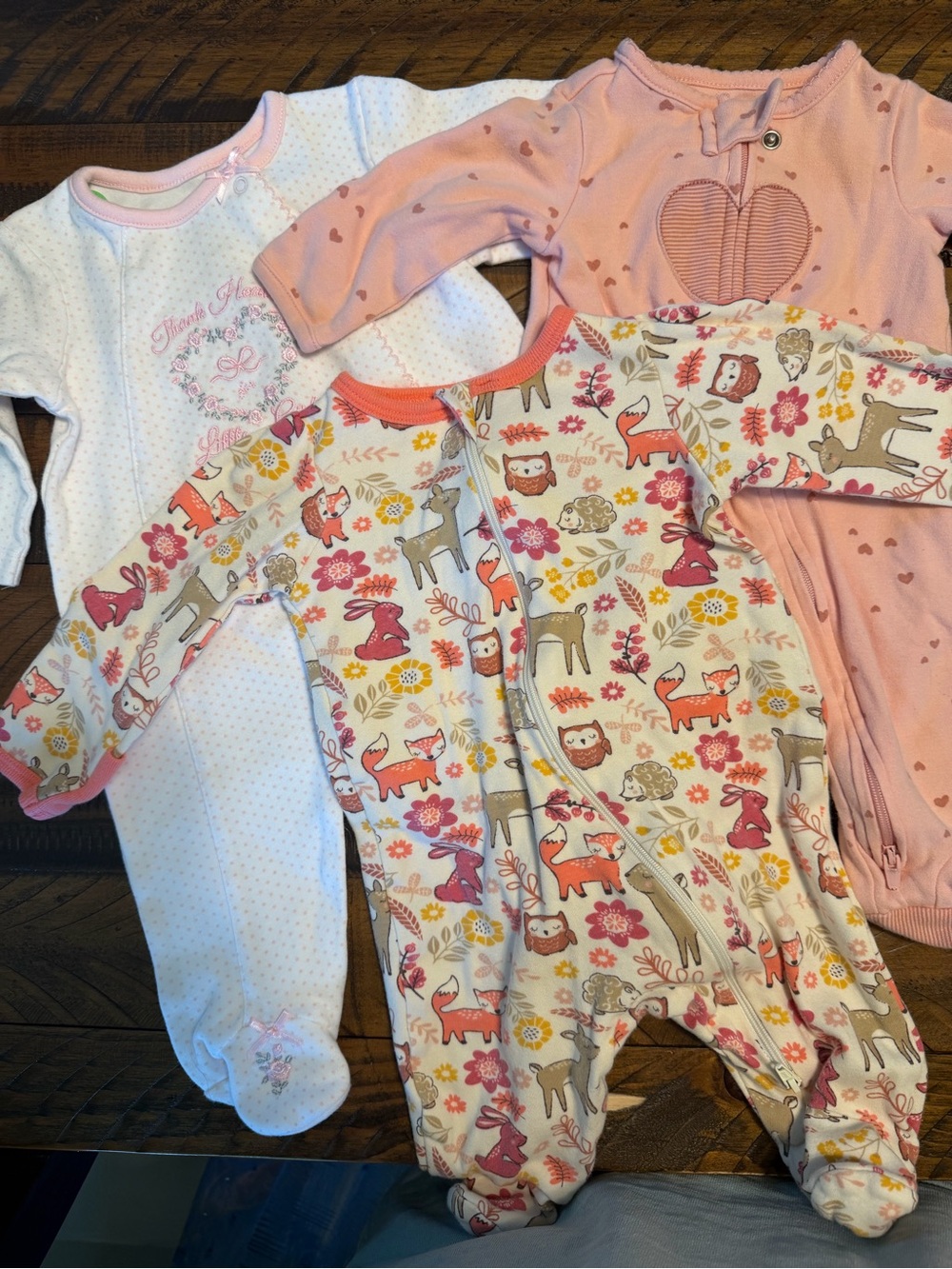 wonder nation Pink & Cream Woodland Animal Footie Set